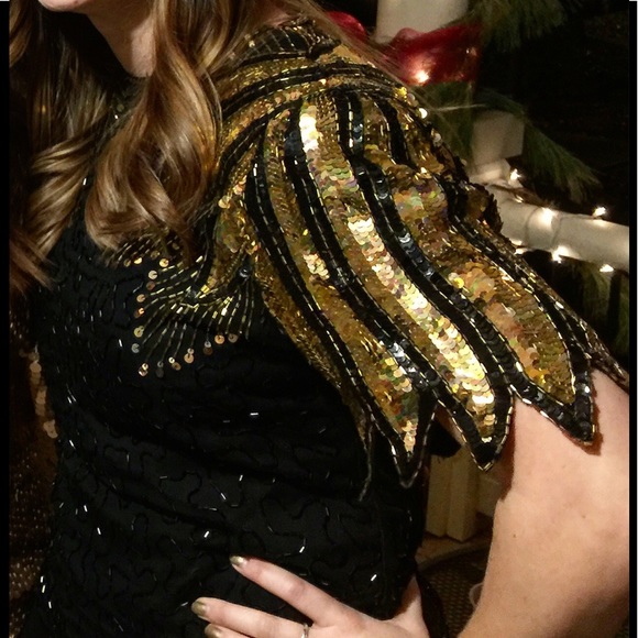 Vintage black and gold sequin top - Picture 4 of 4